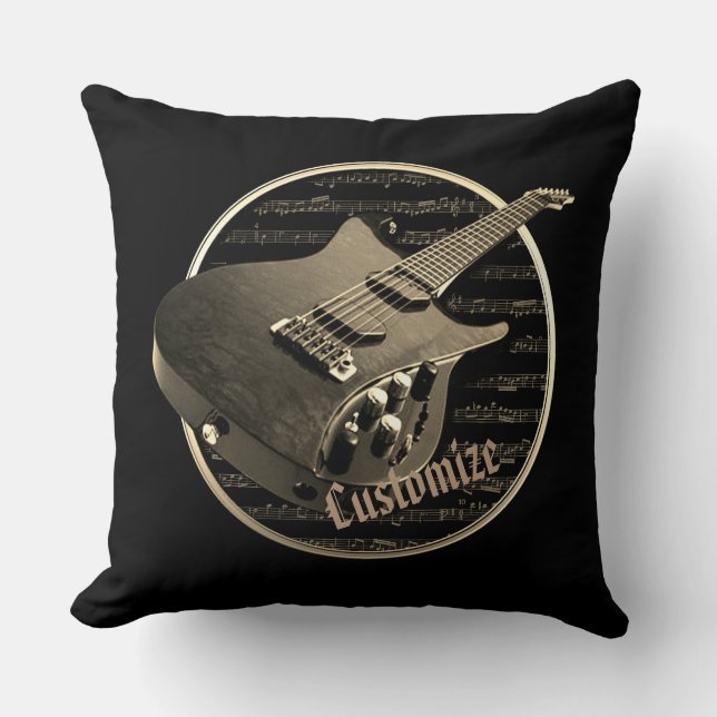 Personalised Gold Electric Guitar Pillow (Front)