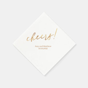 Personalised gold elegant cheers script wedding napkin