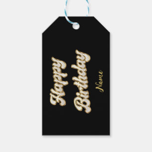 Personalised Gold Elegant Happy Birthday Gift Bag Tags