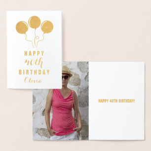 Personalised Gold Foil 40th Birthday Greeting Card