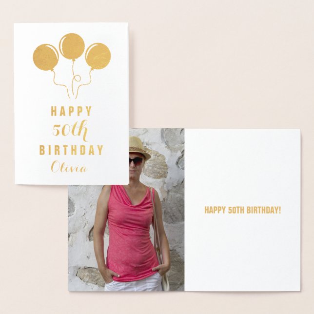 Personalised Gold Foil 50th Birthday Greeting Card (Display)
