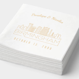 Personalised Gold Foil Birmingham Wedding Napkins