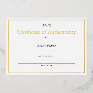 Personalised Gold Foil Certificate of Authenticity