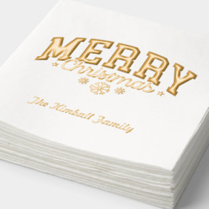 Personalised Gold Foil Christmas Party Napkins
