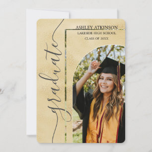 Personalised Gold Foil Glitter Photo Graduation Invitation