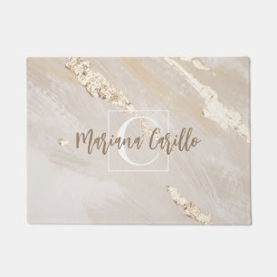 Personalised Gold Foil Marble Monogram Script  Doormat