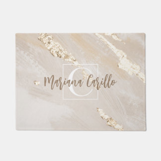 Personalised Gold Foil Marble Monogram Script  Doormat
