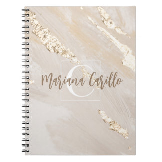 Personalised Gold Foil Marble Monogram Script Notebook