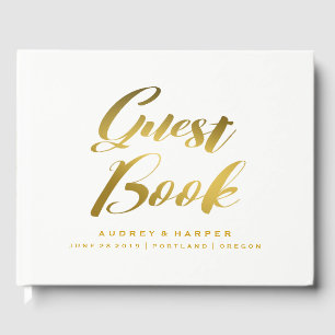 Personalised Gold Foil Marble Wedding Guest Book