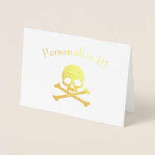 Personalised Gold Foil Skull And Crossbones Card