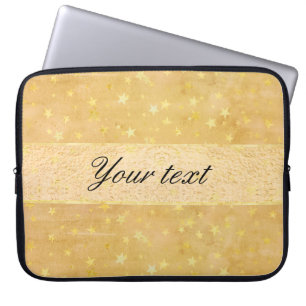 Personalised Gold Foil Stars Watercolor Laptop Sleeve