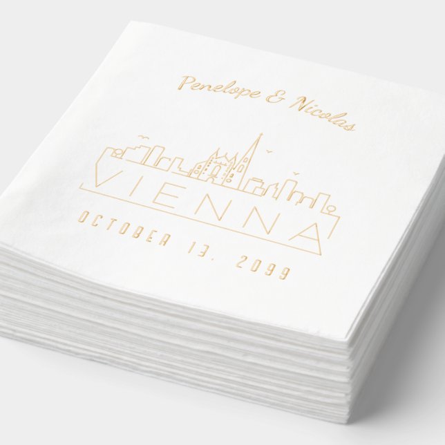 Personalised Gold Foil Vienna Wedding Napkins (Detail)