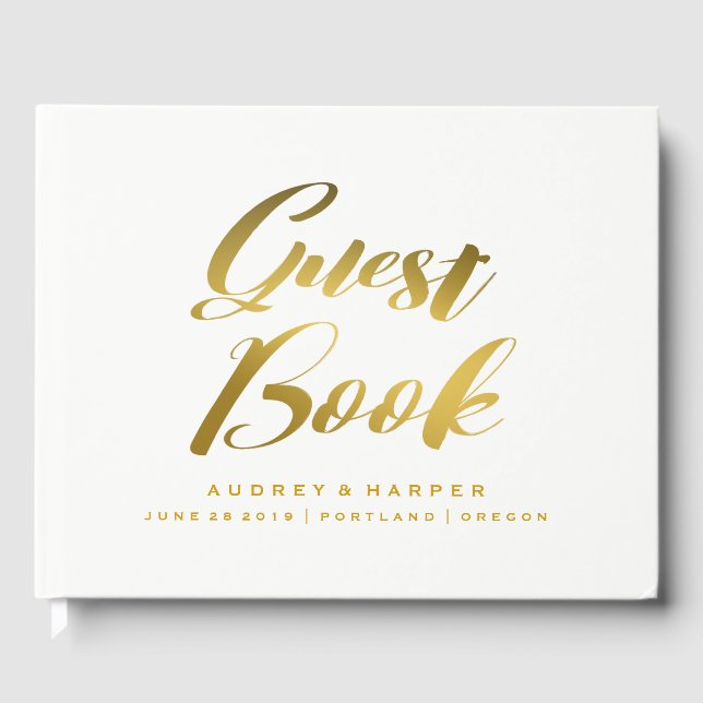 Personalised Gold Foil Wedding Guest Book (Front)