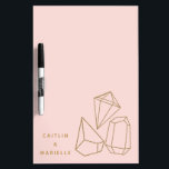 Personalised Gold Gemstones Blush Pink Dry Erase Board<br><div class="desc">This pretty personalised dry erase board is the perfect way to give your dorm room decor a stylish refresh. It features an illustration of three modern style gemstones with a glitter look to them against a blush pink background. Please note these printed products have a glittery look only and are...</div>
