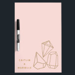 Personalised Gold Gemstones Blush Pink Dry Erase Board<br><div class="desc">This pretty personalised dry erase board is the perfect way to give your dorm room decor a stylish refresh. It features an illustration of three modern style gemstones with a glitter look to them against a blush pink background. Please note these printed products have a glittery look only and are...</div>