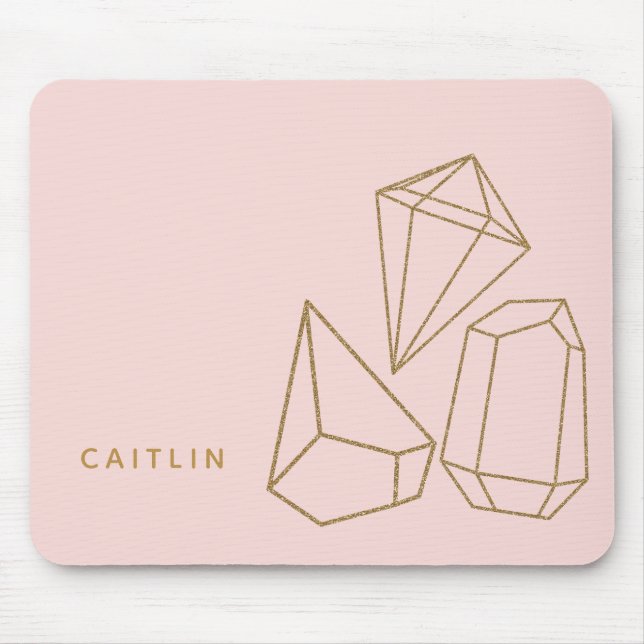 Personalised Gold Gemstones Blush Pink Mouse Pad (Front)