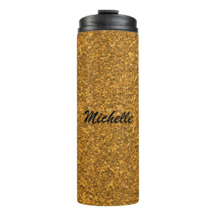 Personalised Gold Glitter Custom Name  Thermal Tumbler