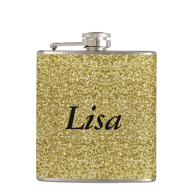 Personalised Gold Glitter Flask (Front)