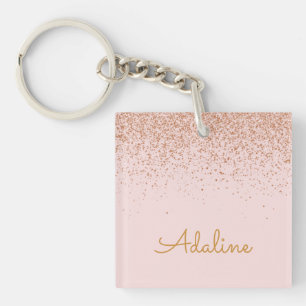Personalised Gold Glitter Monogram Name Key Ring
