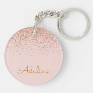 Personalised Gold Glitter Monogram Name Key Ring