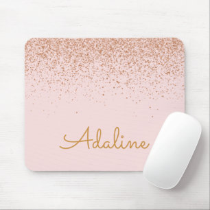 Personalised Gold Glitter Monogram Name Mouse Pad