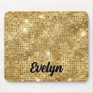 Personalised Gold Glitter Mouse Pad