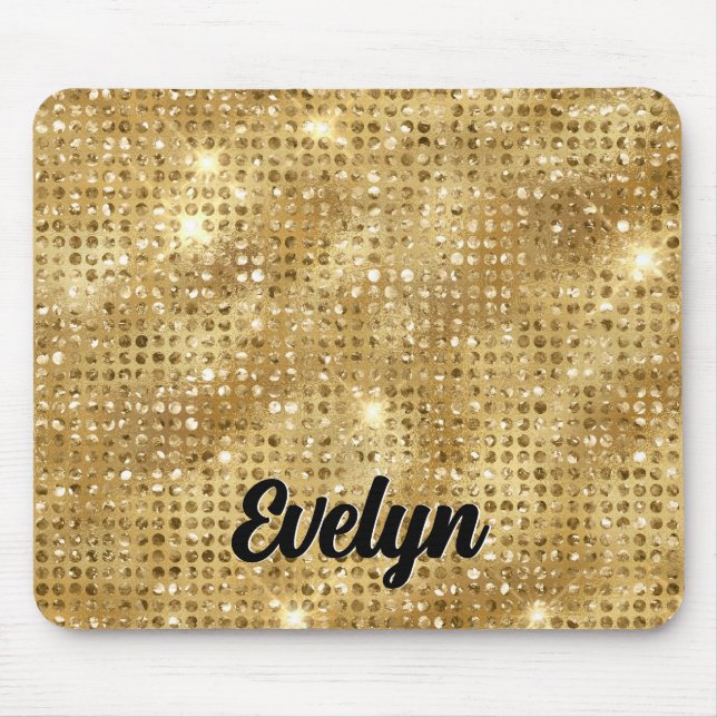 Personalised Gold Glitter Mouse Pad (Front)