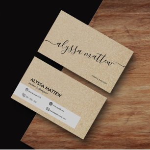 Personalised Gold Glitter Shiny Trendy Modern Business Card