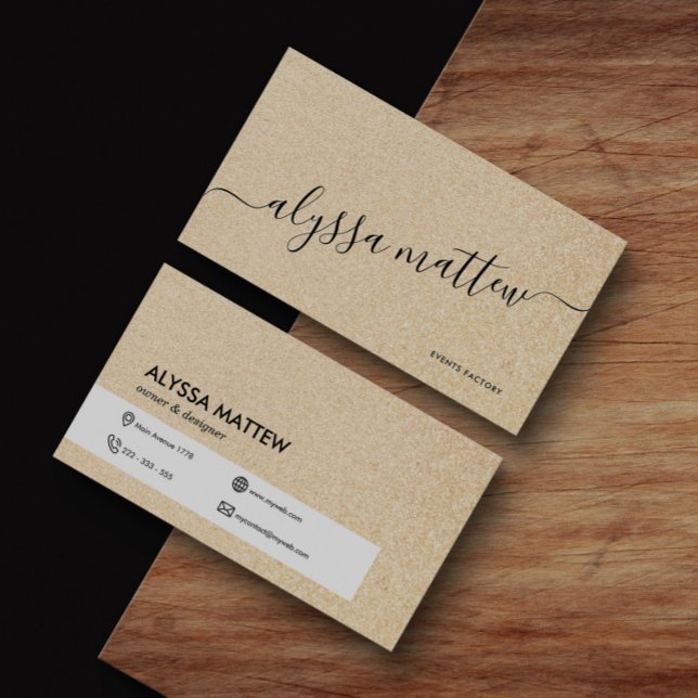 Personalised Gold Glitter Shiny Trendy Modern Business Card (Creator Uploaded)