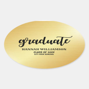 Personalised Gold Graduate of 2018 Oval Sticker