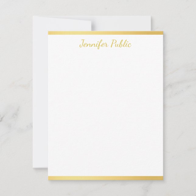 Personalised Gold Hand Script Name Vertical Card (Front)