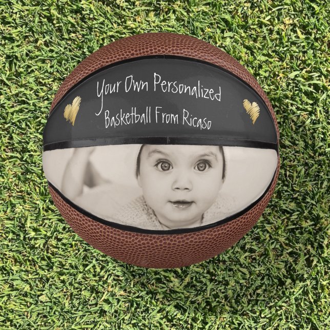 Personalised Gold Heart Detailed Mini Basketball (Creator Uploaded)