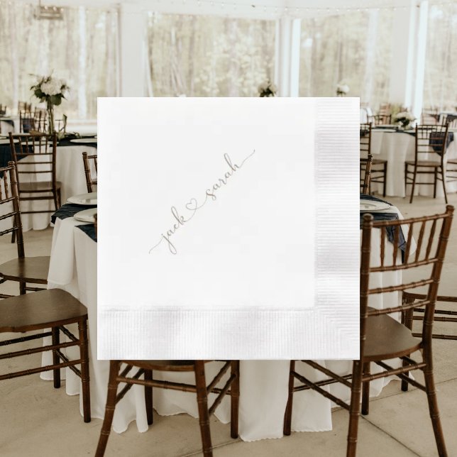 Personalised Gold Heart Font Names Wedding Napkin (Creator Uploaded)