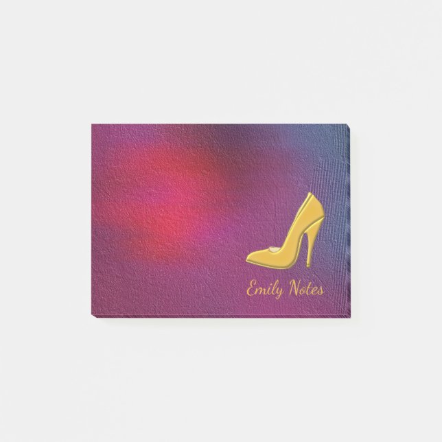 Personalised Gold high heel shoe Post-it Notes (Front)