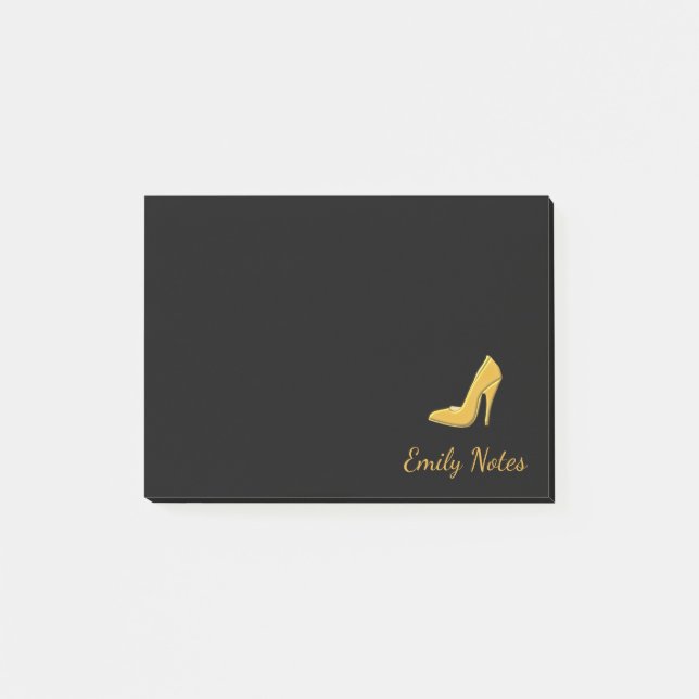 Personalised Gold high heel shoe Post-it Notes (Front)
