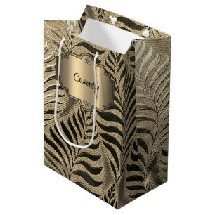 Personalised Gold Leaf Motif   Medium Gift Bag