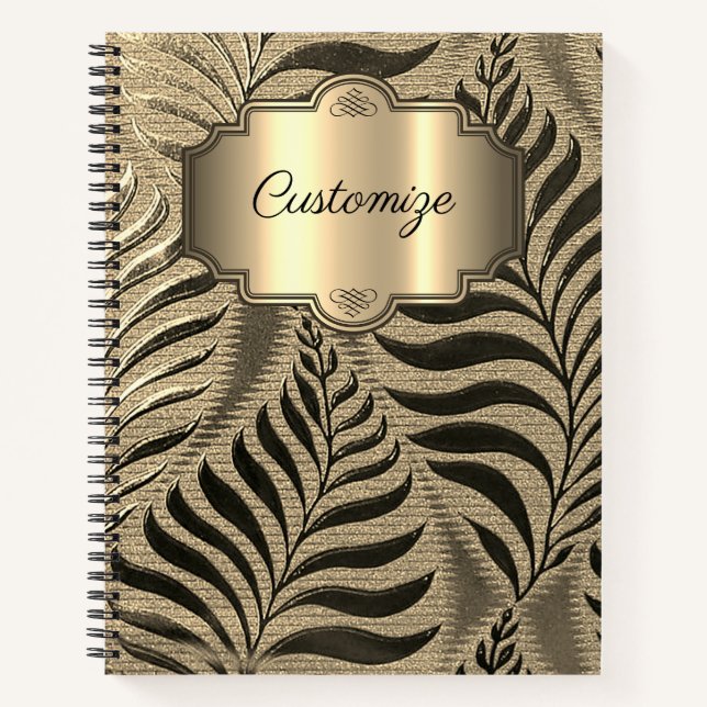 Personalised Gold Leaf Motif Notebook (Front)