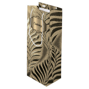 Personalised Gold Leaf Motif   Wine Gift Bag