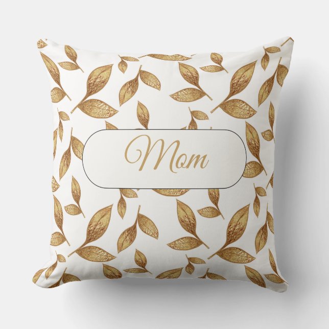 Personalised Gold Leaf Throw Pillow (Front)