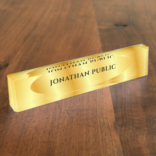 Personalised Gold Look Elegant Glamour Template Nameplate (Side)