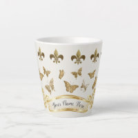 Personalised gold look Fleur de Lis Butterfly Mug