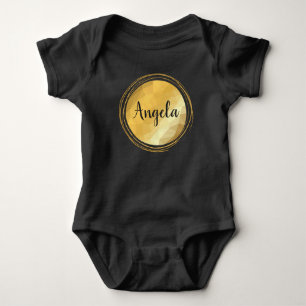 Personalised gold metallic black baby bodysuit