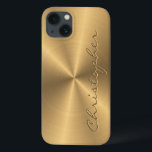 Personalised Gold Metallic Radial Texture iPhone 13 Case<br><div class="desc">Feel free to modify the design according to your own preferences. You may change the design location, orientation, background colours and size. Also, you may add your own text, or slogan set its font, location and size, all in order to create the ultimate personal gift for you and your loved...</div>