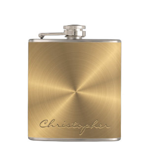 Personalised Gold Metallic Radial Texture Hip Flask