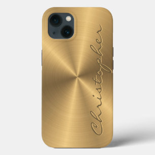 Personalised Gold Metallic Radial Texture iPhone 13 Case