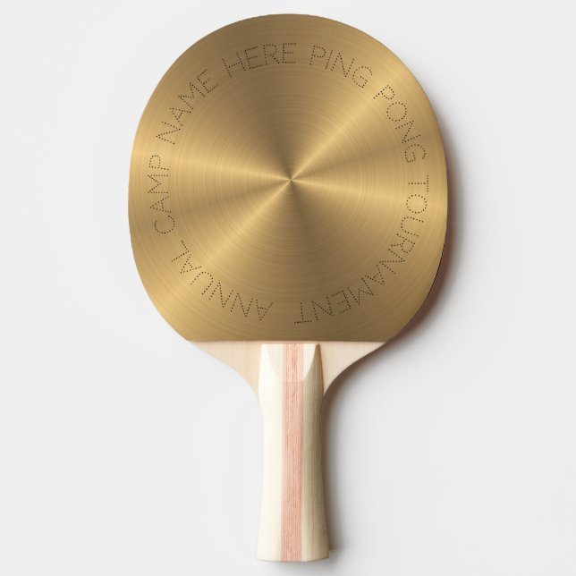 Personalised Gold Metallic Radial Texture Ping Pong Paddle (Front)