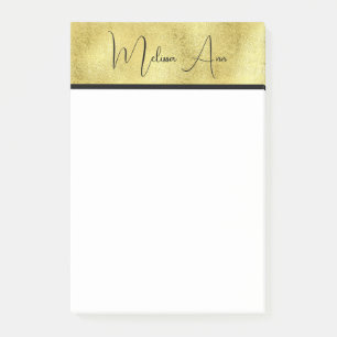 Personalised gold metallic texture script modern post-it notes