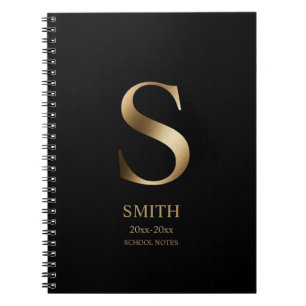 Personalised Gold Monogram   Black Notebook