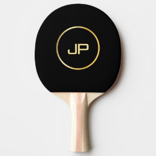 Personalised Gold Monogram Elegant Black Template Ping Pong Paddle