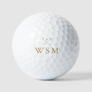 Personalised Gold Monogram Golf Clubs Balls